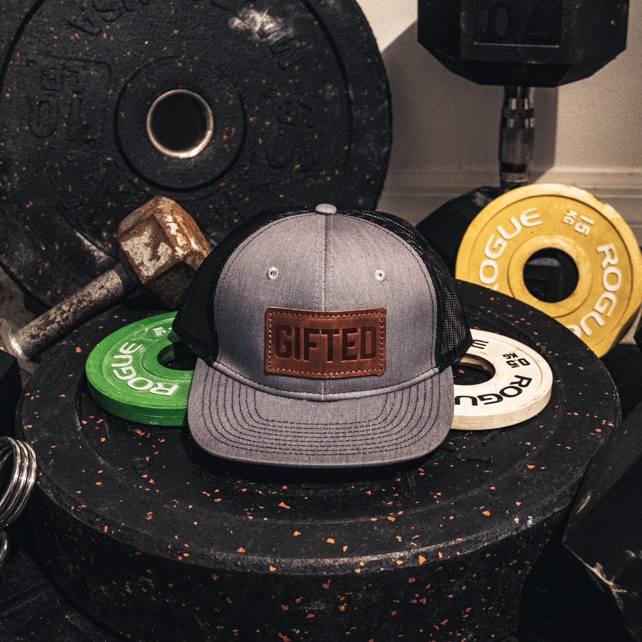 GIFTED Leather Patch Gray / Black Hats